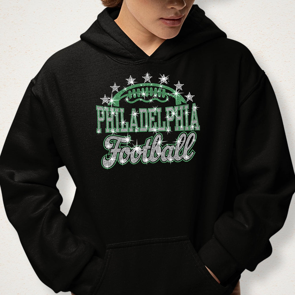 Philadelphia Football Rhinestone Shirt: Sparkling Game Day Football Fan Tee