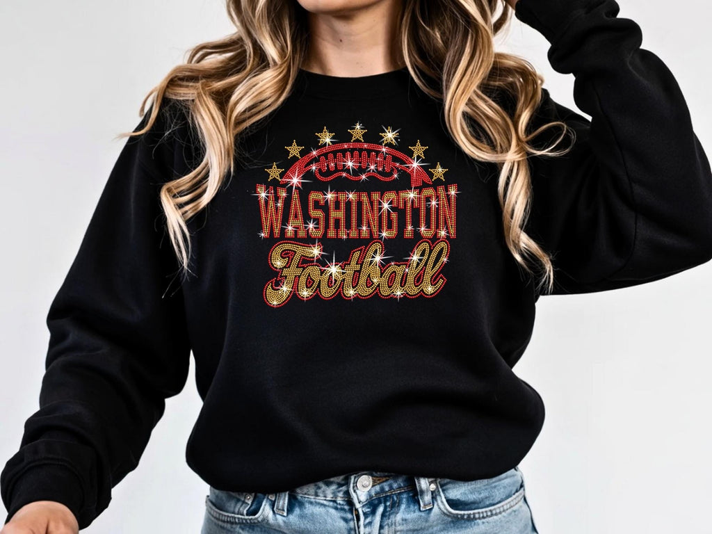 Washington Football Rhinestone Shirt: Sparkling Tailgate Party Outfit
