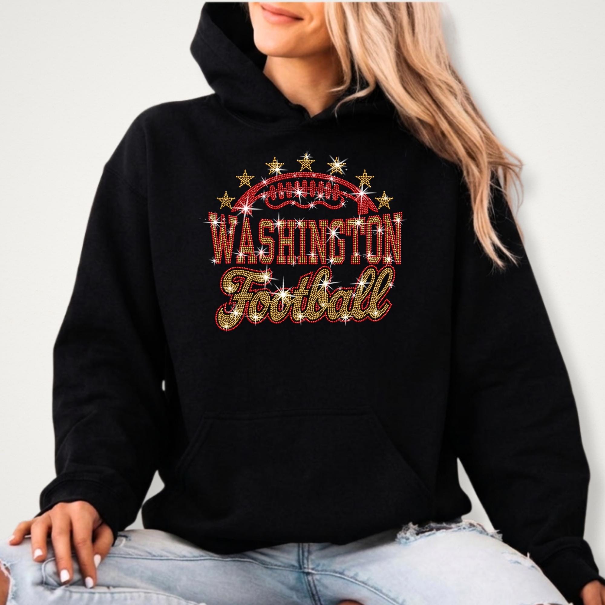 Washington Football Rhinestone Shirt: Sparkling Tailgate Party Outfit