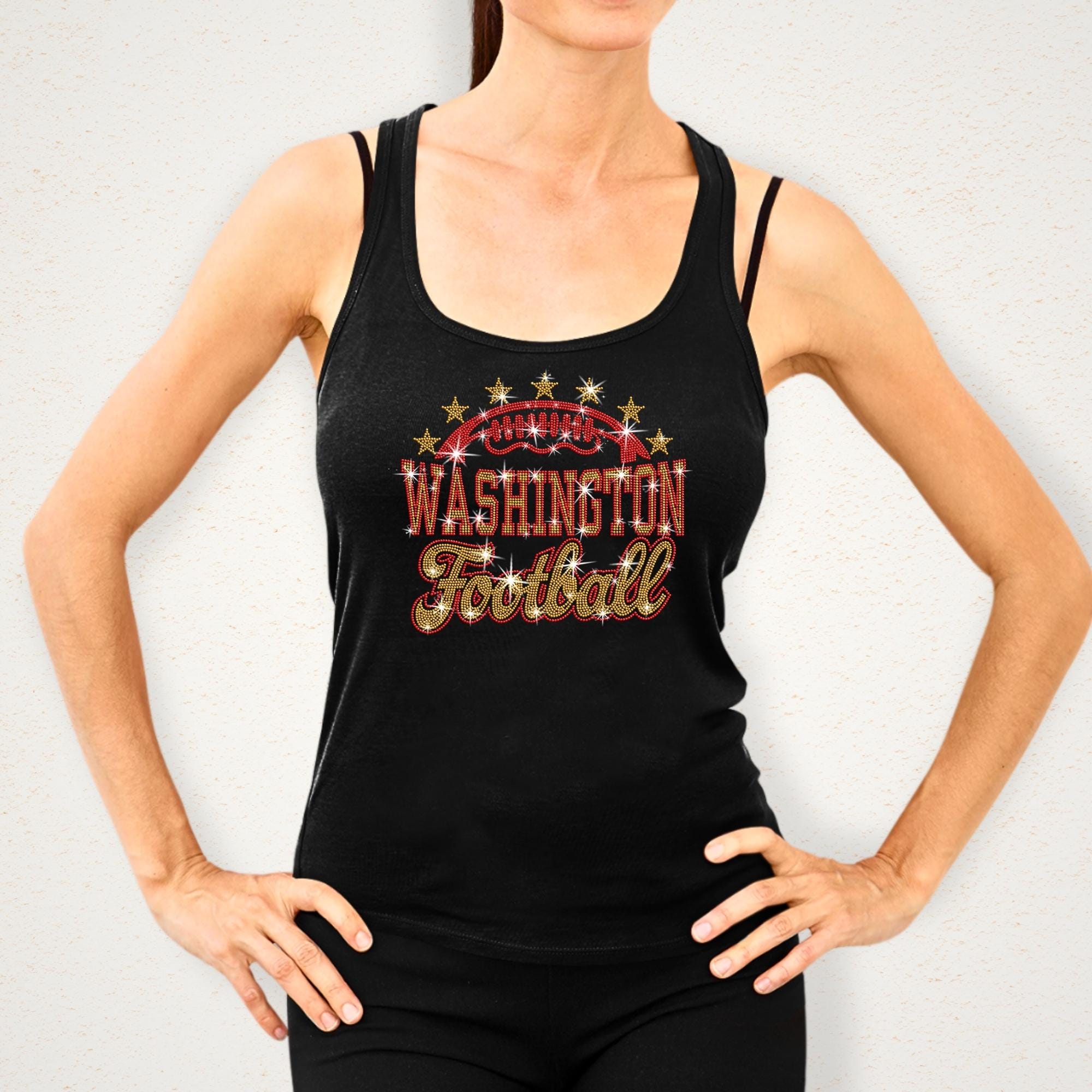 Washington Football Rhinestone Shirt: Sparkling Tailgate Party Outfit
