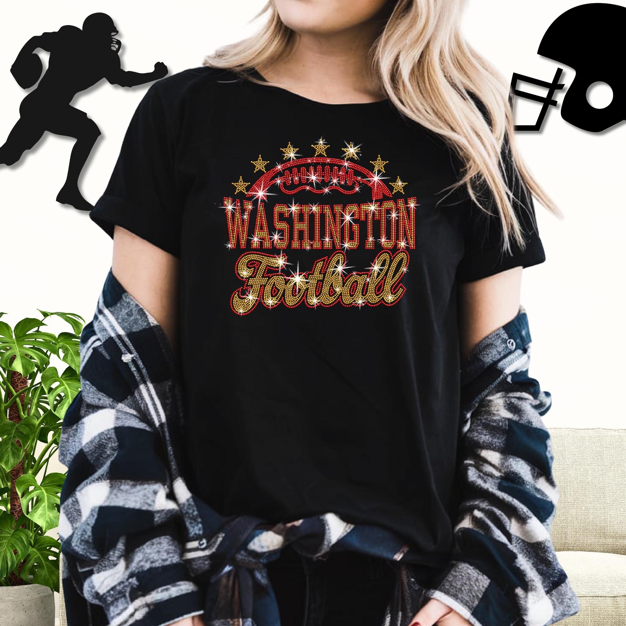 Washington Football Rhinestone Shirt: Sparkling Tailgate Party Outfit