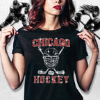 Chicago Rhinestone Hockey Shirt: Sparkly Game Day Women's Tee & Sweatshirt