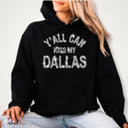 Y'all Can Kiss My Dallas Rhinestone Shirt: Bling Southern Humor Tee