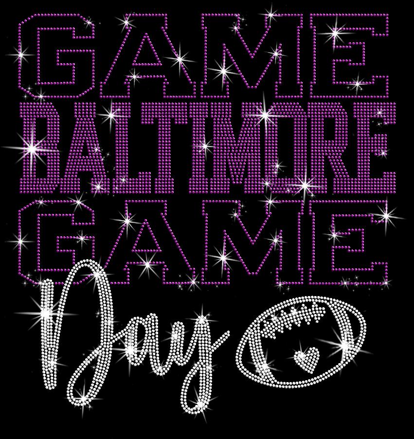 Rhinestone Baltimore Football Game Day Shirt: Sparkly Baltimore Fan Stadium Apparel