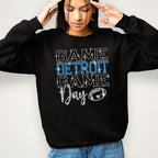 Rhinestone Detroit Game Day T-Shirt: Bling Football Season Stadium Outfit