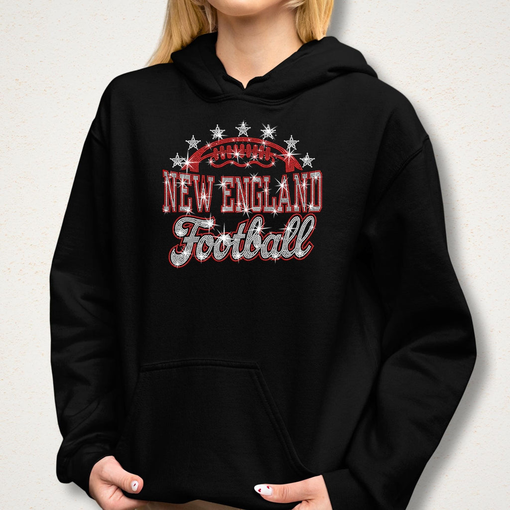 New England Rhinestone Football Shirt: Football Games Lover Sparkle Tee