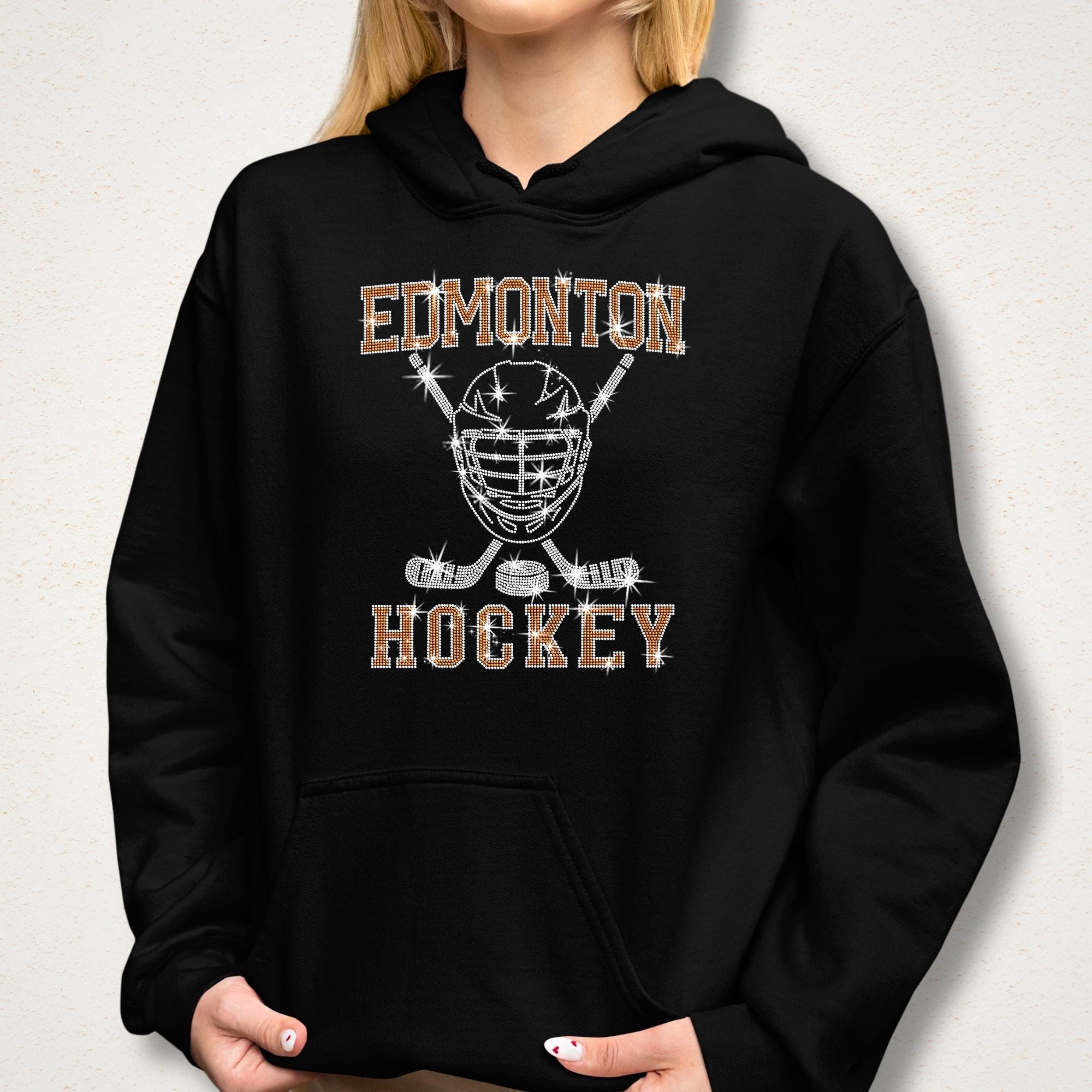 Edmonton Ice Hockey Rhinestone Shirt: Hockey Fan Bling Apparel