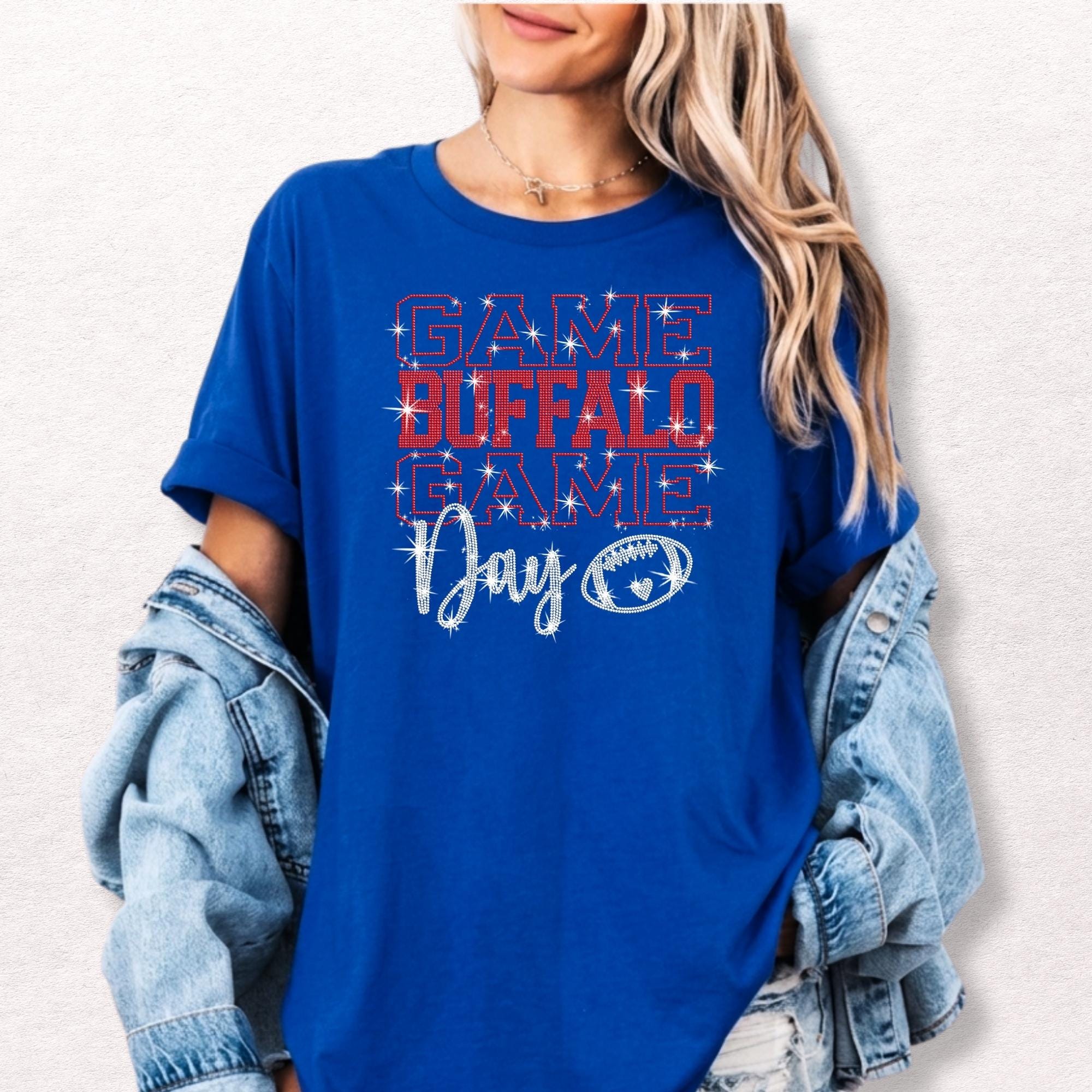 Buffalo Football Game Day Rhinestone Shirt: Sparkly Buffalo Sports Apparel