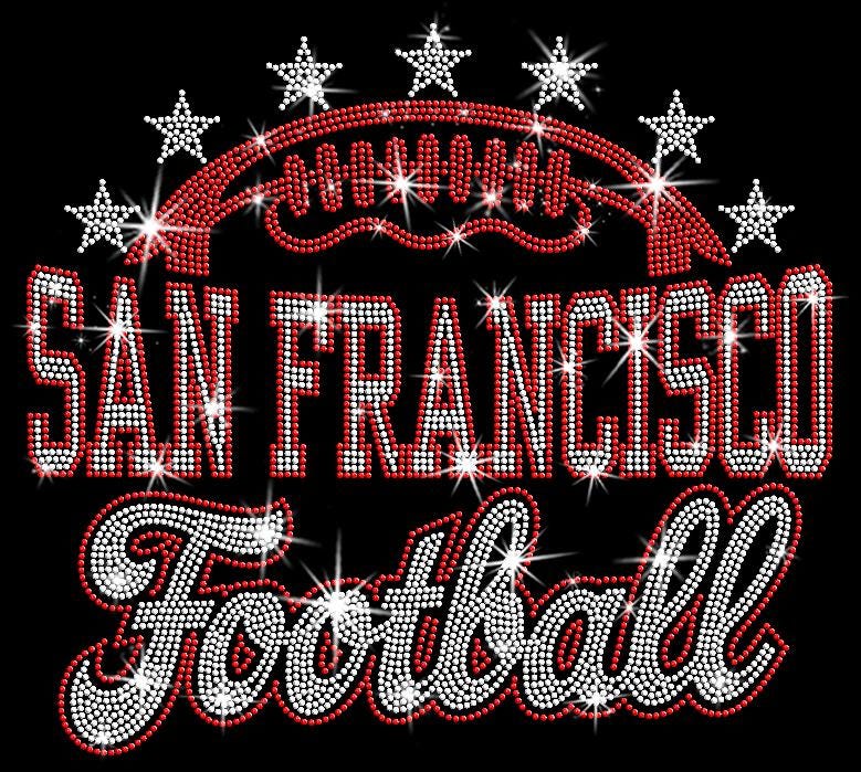 San Francisco Football Rhinestone Shirt: Sports Season Football Teams Bling Tee