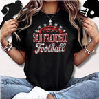 San Francisco Football Rhinestone Shirt: Sports Season Football Teams Bling Tee