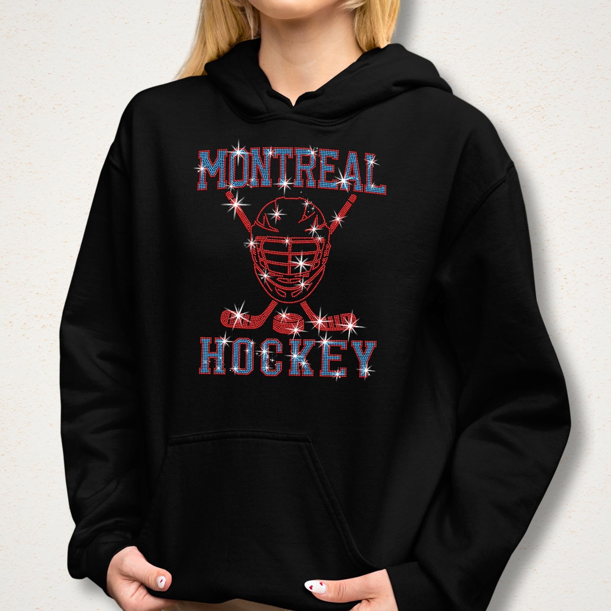 Montreal Hockey Rhinestone Shirt: Sparkling Hockey Team Supporters Tee