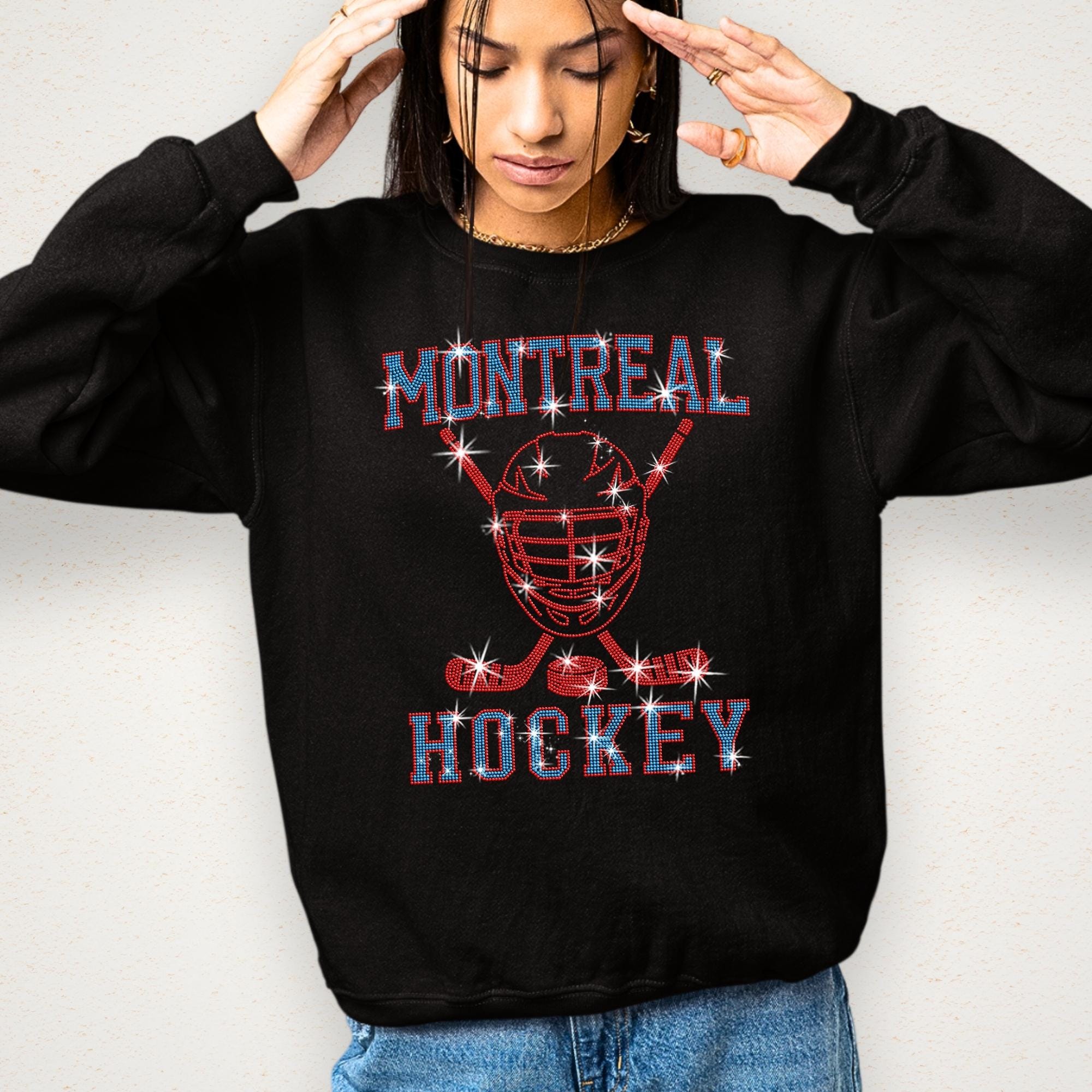 Montreal Hockey Rhinestone Shirt: Sparkling Hockey Team Supporters Tee