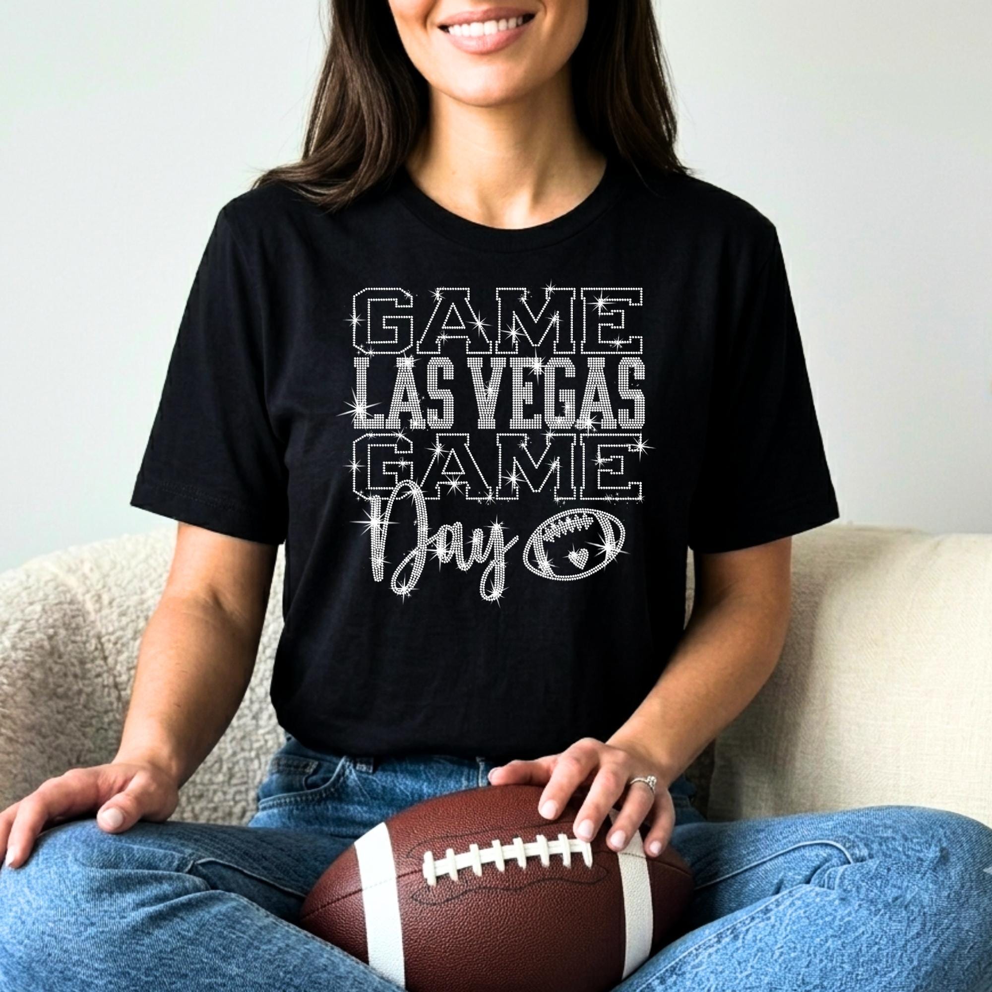 Las Vegas Game Day Shirt: Bling Football Women's Tee & Sweatshirt