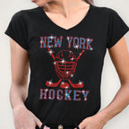 New York Hockey Rhinestone Shirt: Hockey Fan Bling Apparel