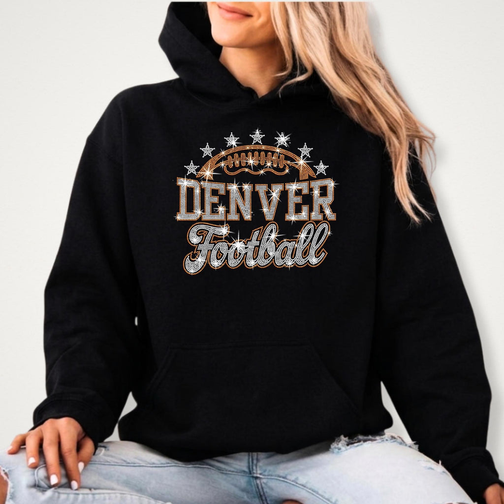 Denver Football Rhinestone Shirt: Sparkly Game Day Stadium Outfit