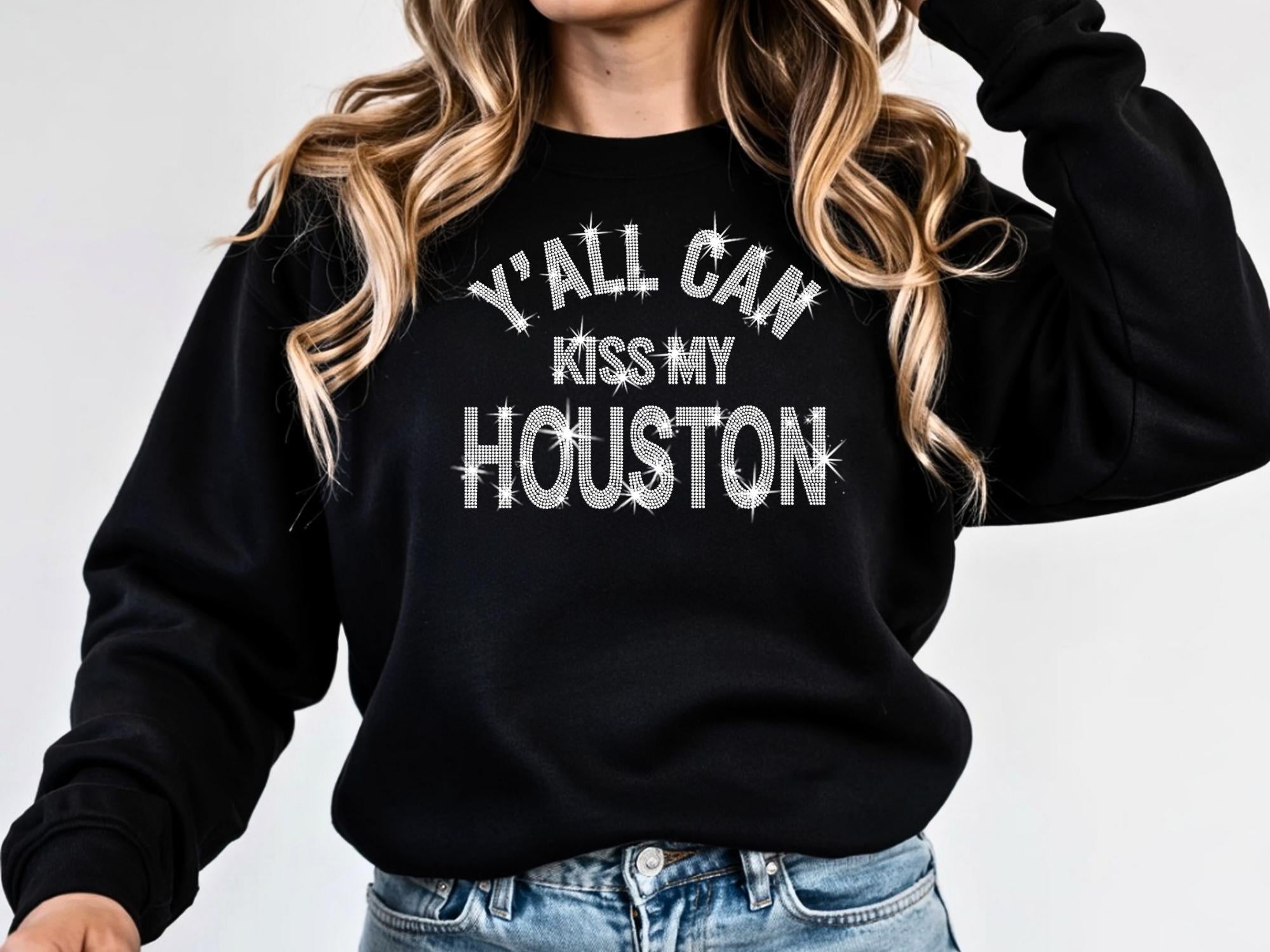 Y'all Can Kiss My Houston Rhinestone Shirt: Funny Houston Bling Tee Secondary image