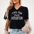 Y'all Can Kiss My Houston Rhinestone Shirt: Funny Houston Bling Tee