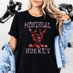 Montreal Hockey Rhinestone Shirt: Sparkling Hockey Team Supporters Tee