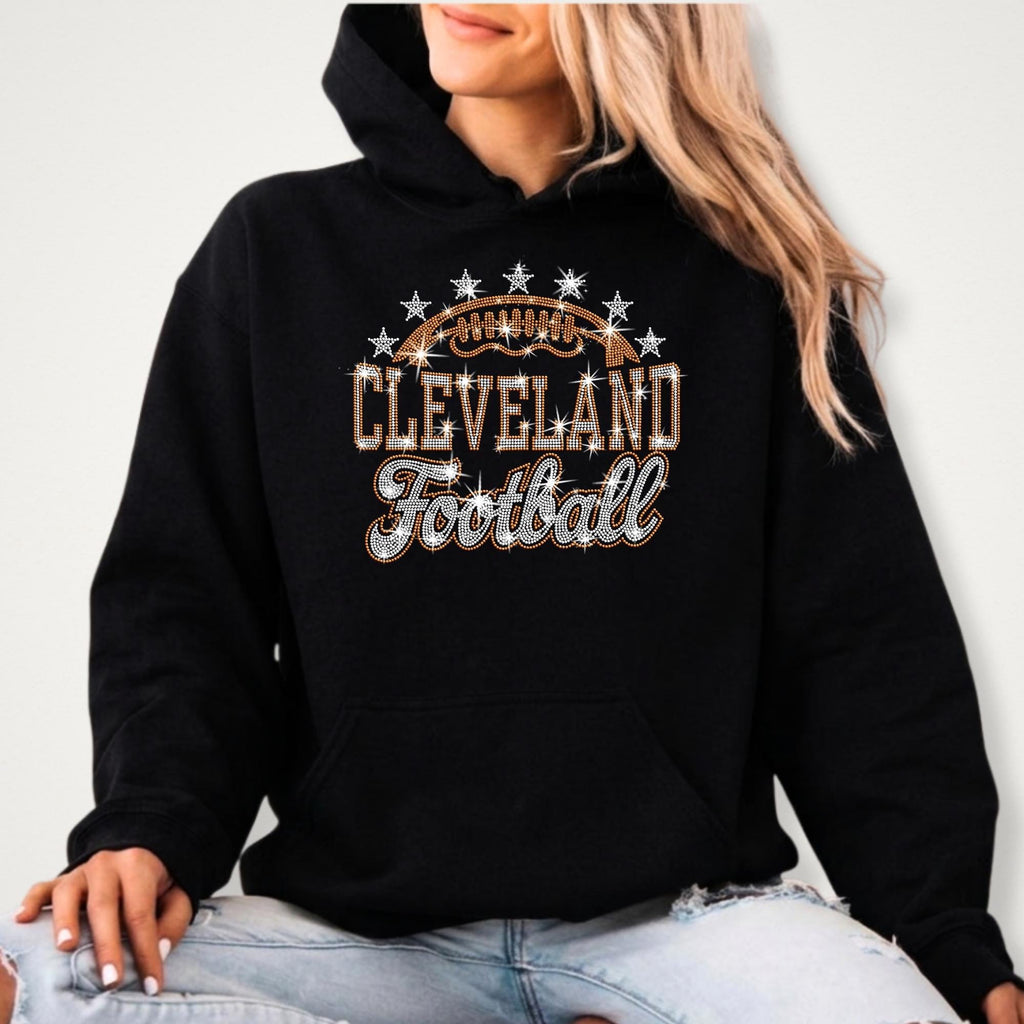 Cleveland Football Rhinestone Shirt: Sparkly Tailgate Party Outfit