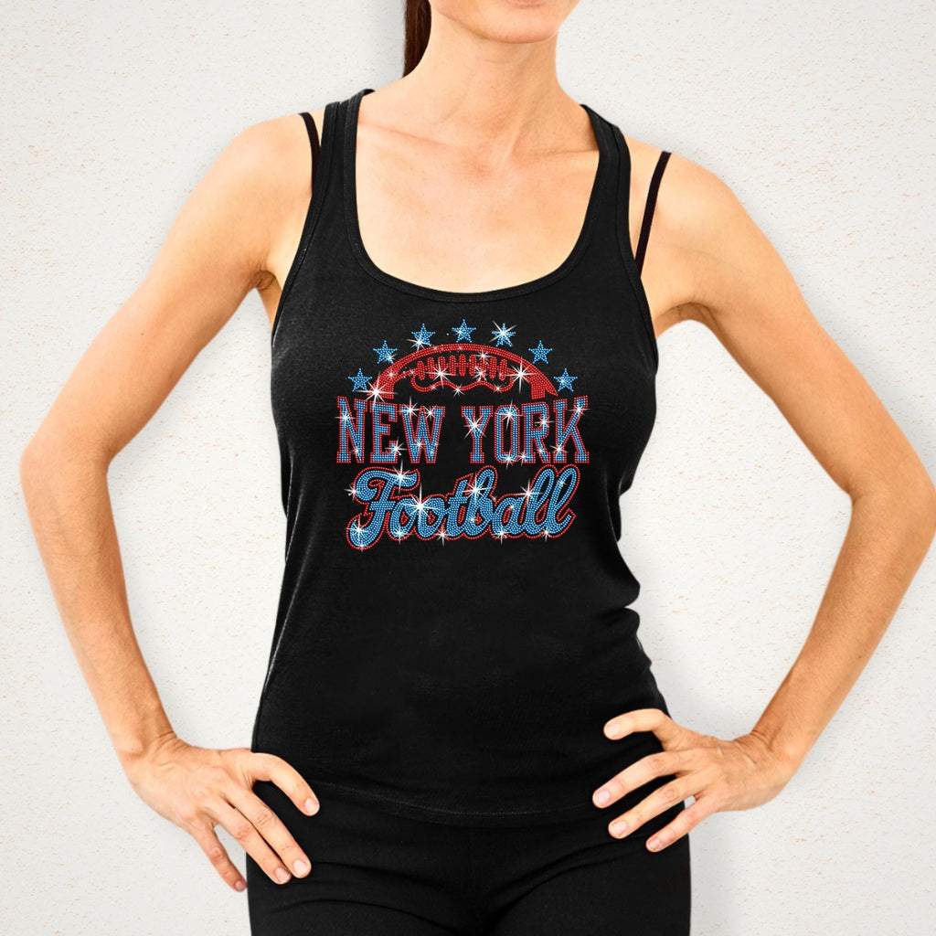 New York Football Rhinestone Shirt: Team Fans Game Day Sparkle Tee