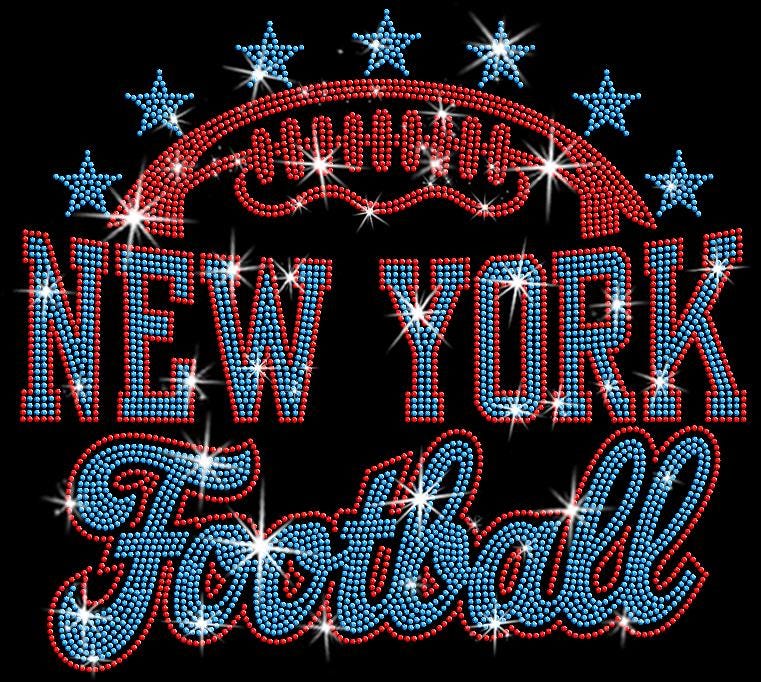 New York Football Rhinestone Shirt: Team Fans Game Day Sparkle Tee