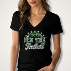 Rhinestone New York Football Shirt: Sparkly Game Day Stadium Wear