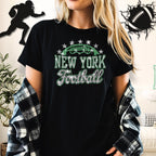 Rhinestone New York Football Shirt: Sparkly Game Day Stadium Wear