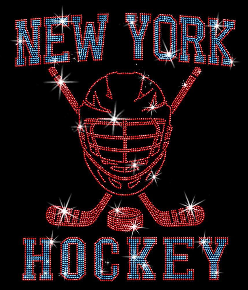 New York Hockey Rhinestone Shirt: Hockey Fan Bling Apparel