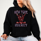 New York Hockey Rhinestone Shirt: Hockey Fan Bling Apparel
