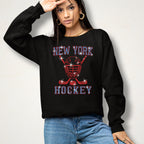 New York Hockey Rhinestone Shirt: Hockey Fan Bling Apparel