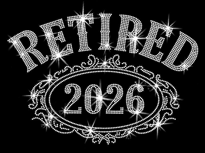 Retired 2026 Rhinestone Shirt: Sparkly Retirement Party Outfit