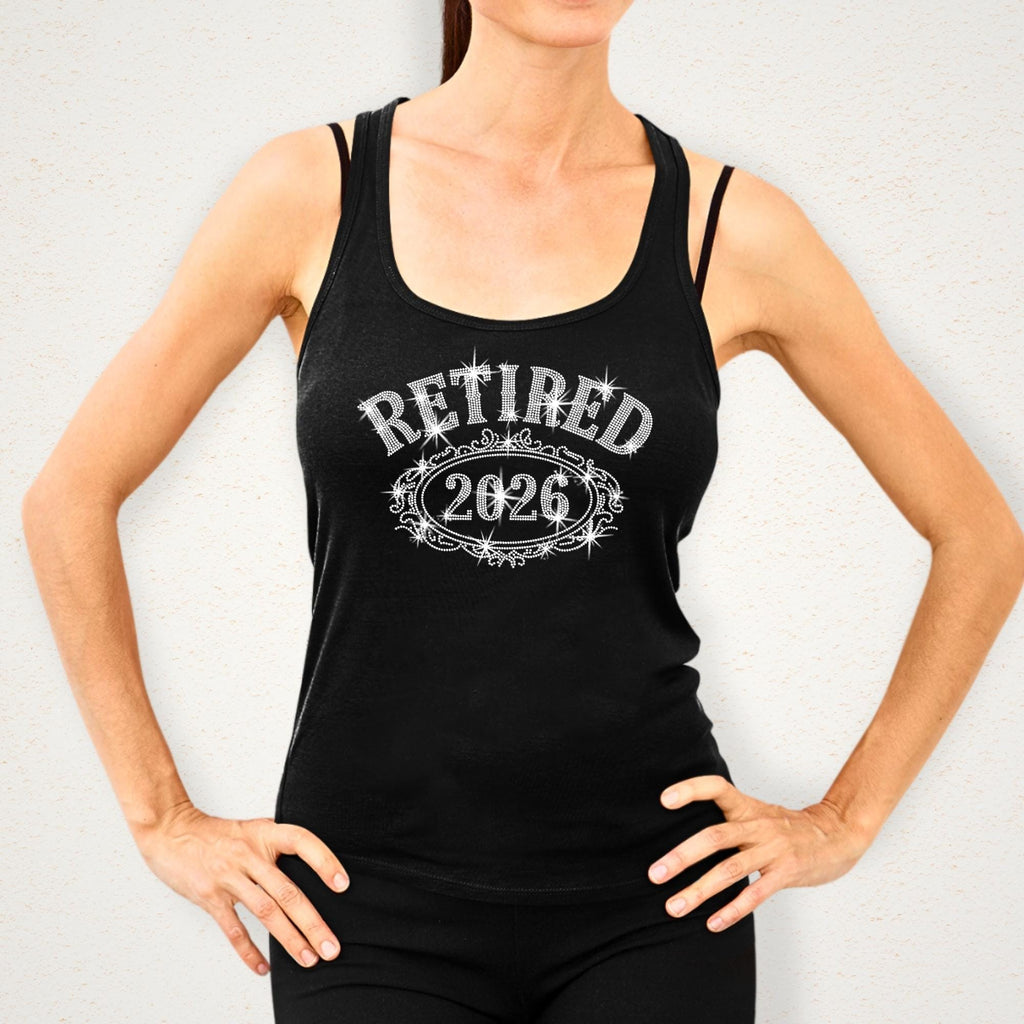 Retired 2026 Rhinestone Shirt: Sparkly Retirement Party Outfit