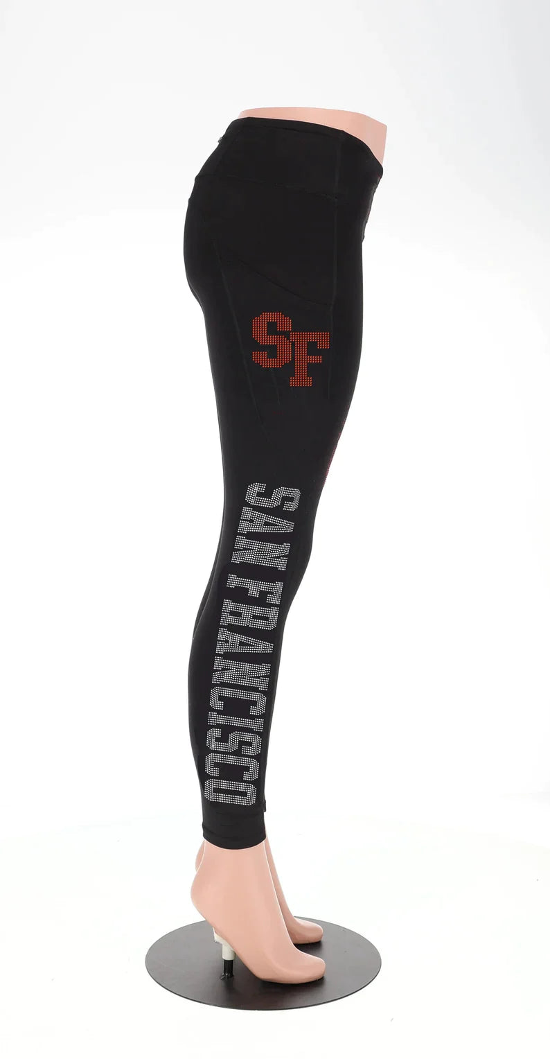 San Francisco Both Legs Printed Rhinestone Leggings