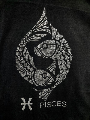 Pisces Shirt, Zodiac Shirt, Pisces Rhinestone Gift, Zodia Pisces Tee, Horoscope Shirt, Birthday Gift Shirt, Bling Bling T-shirt