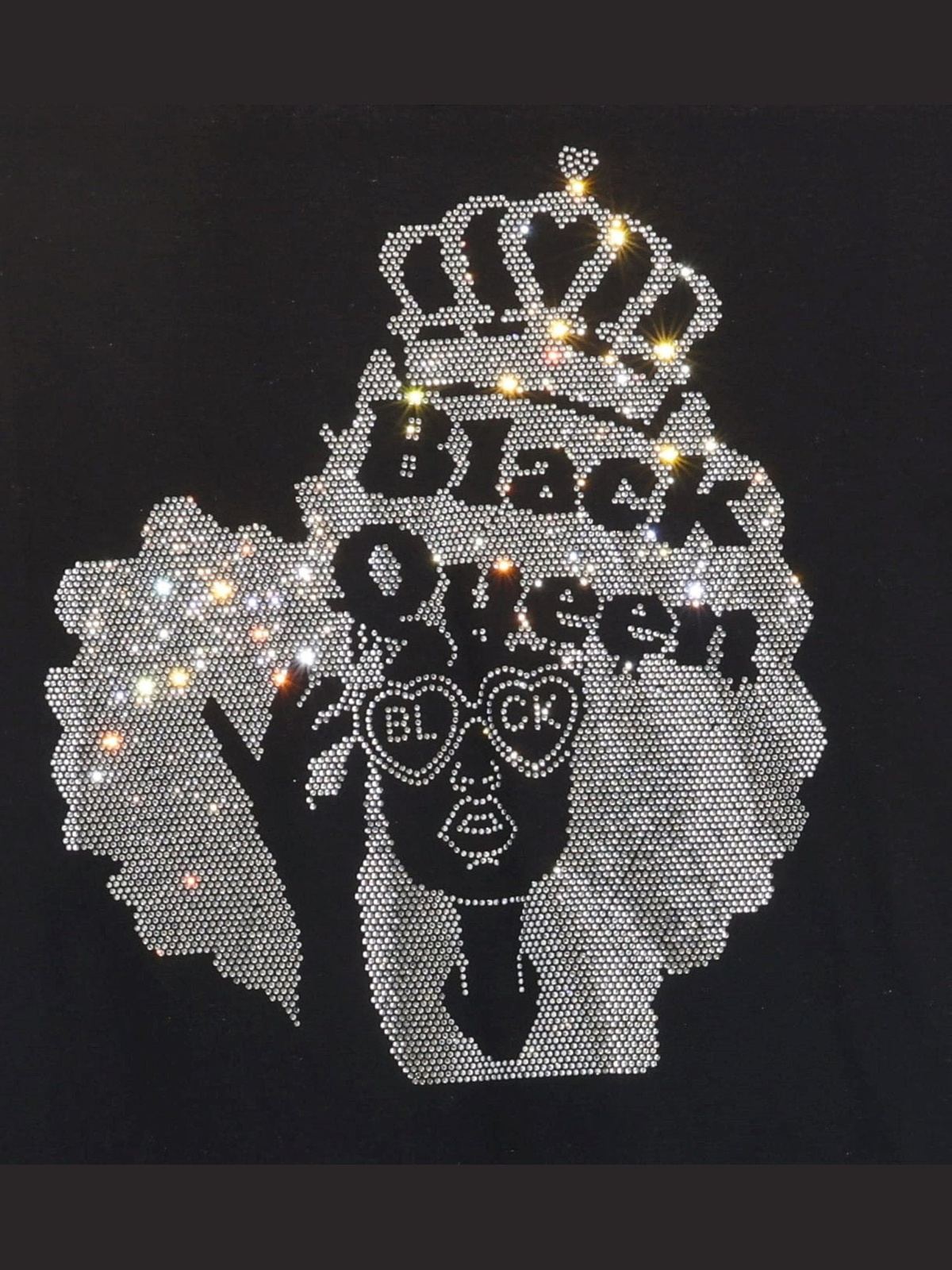 Black Queen VIP DIVA Rhinestone Bling Bling Short Sleeve T-shirt