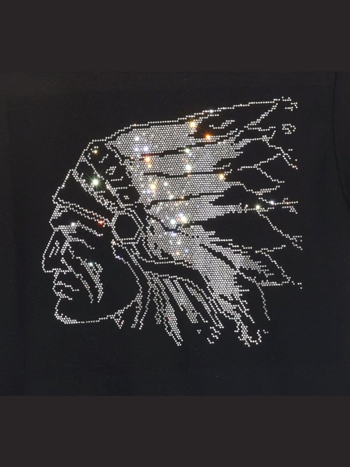 Native Indian Rhinestone Bling Bling Short Sleeve T-shirt