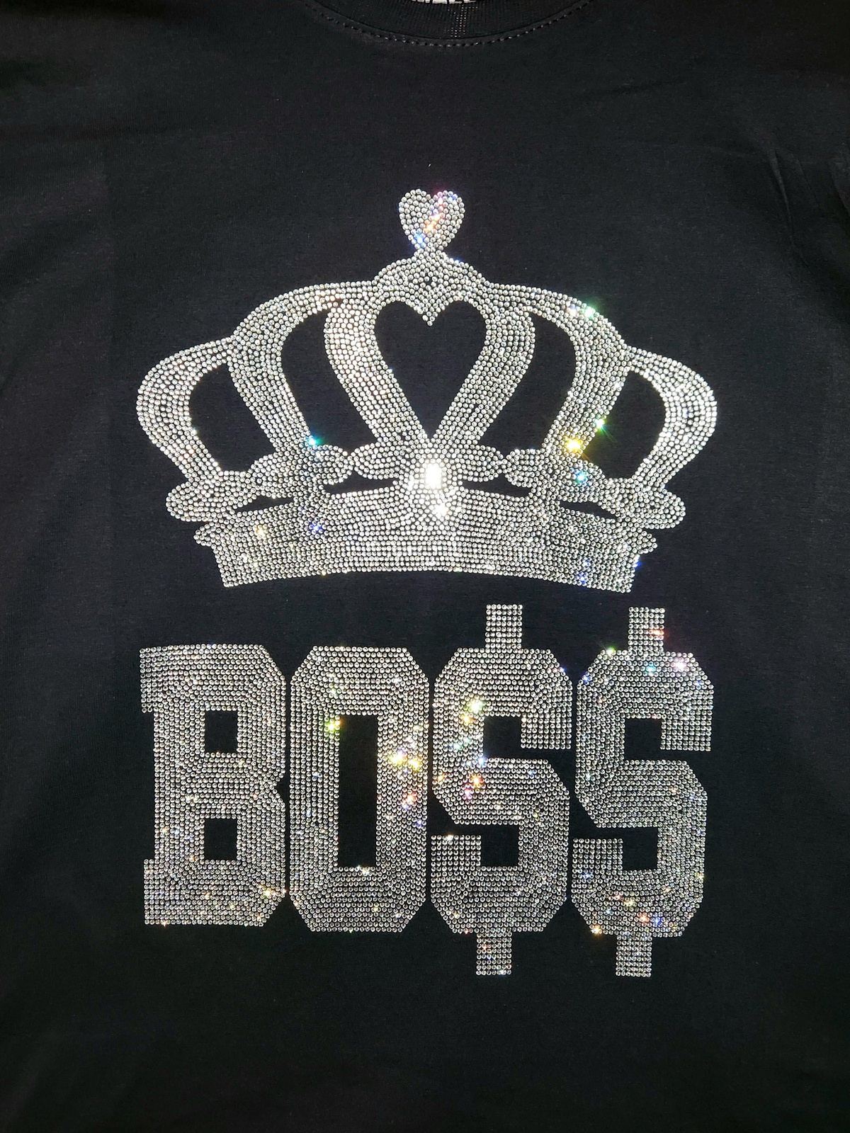 Boss Man / Woman Rhinestone Bling Bling Short Sleeve T-shirt