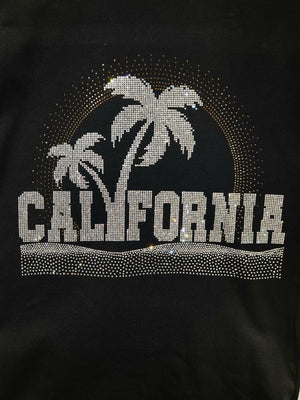 California Rhinestone Bling Bling Short Sleeve T-shirt