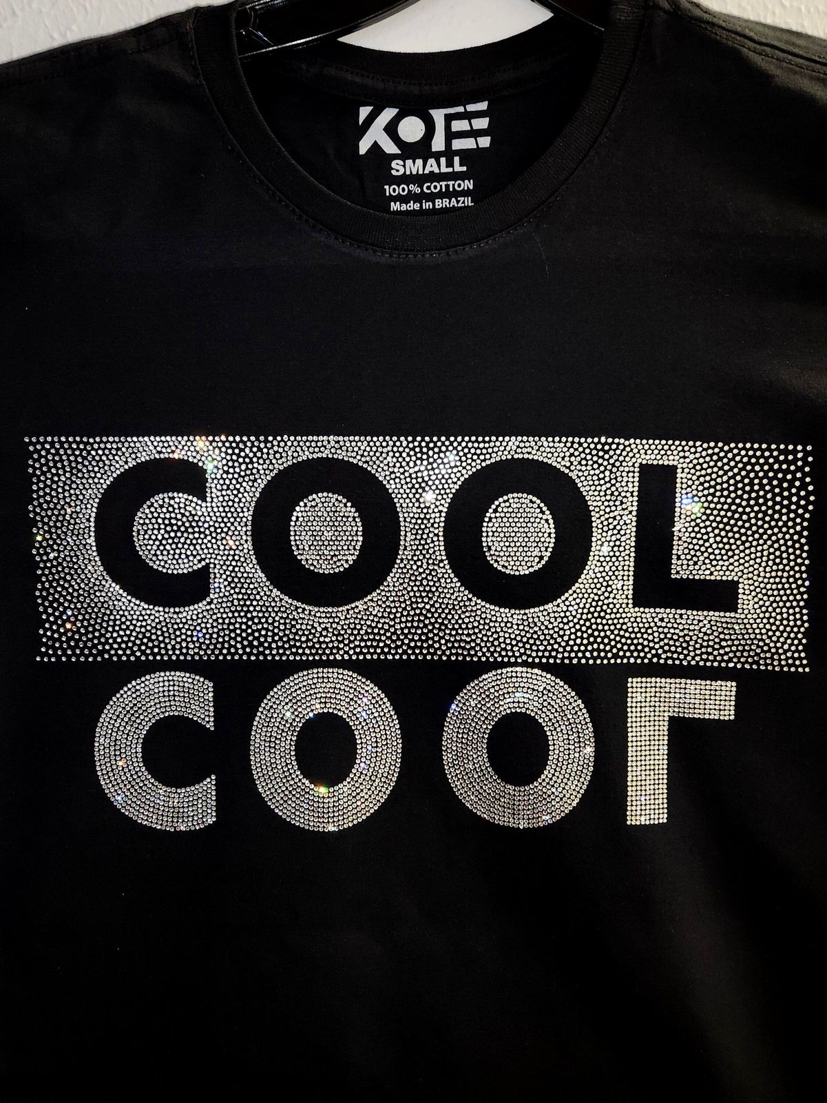 Cool Flipped Text Rhinestone Bling Bling Short Sleeve T-shirt