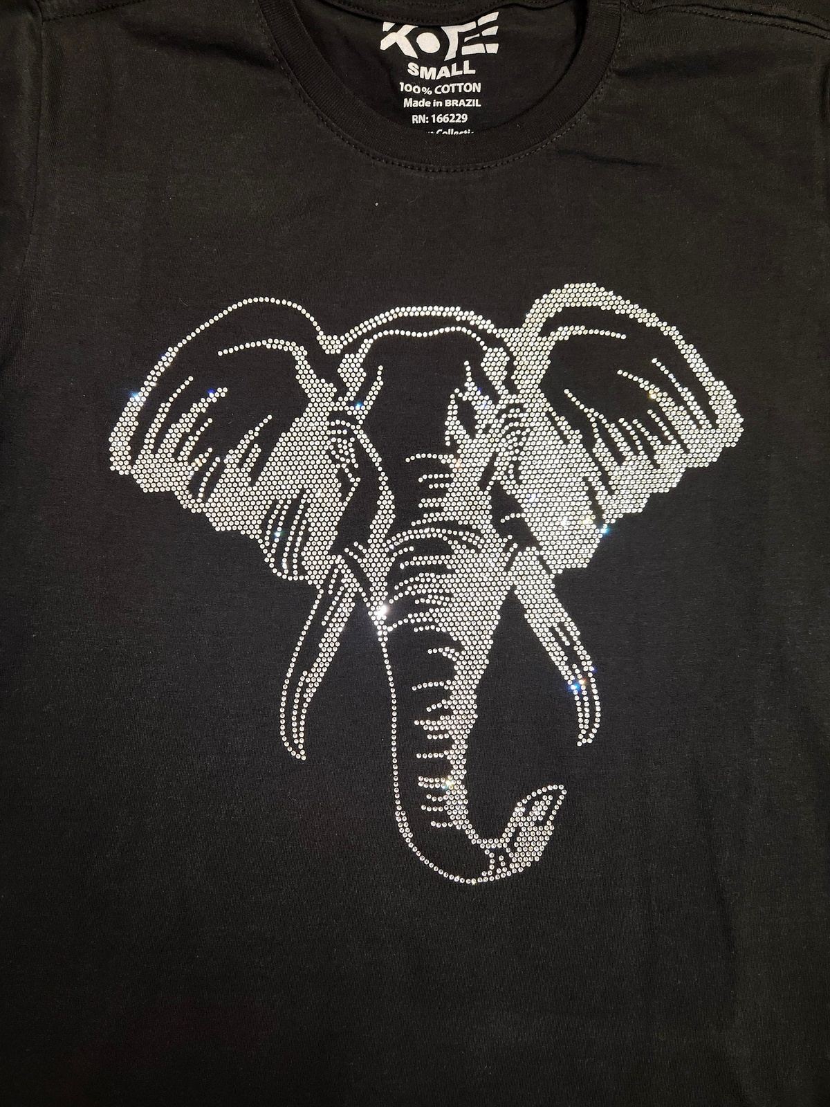 Elephant Rhinestone Bling Bling Short Sleeve T-shirt