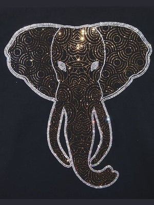 Luxury Looking Mandala Style Elephant Rhinestone Bling Bling Short Sleeve T-shirt