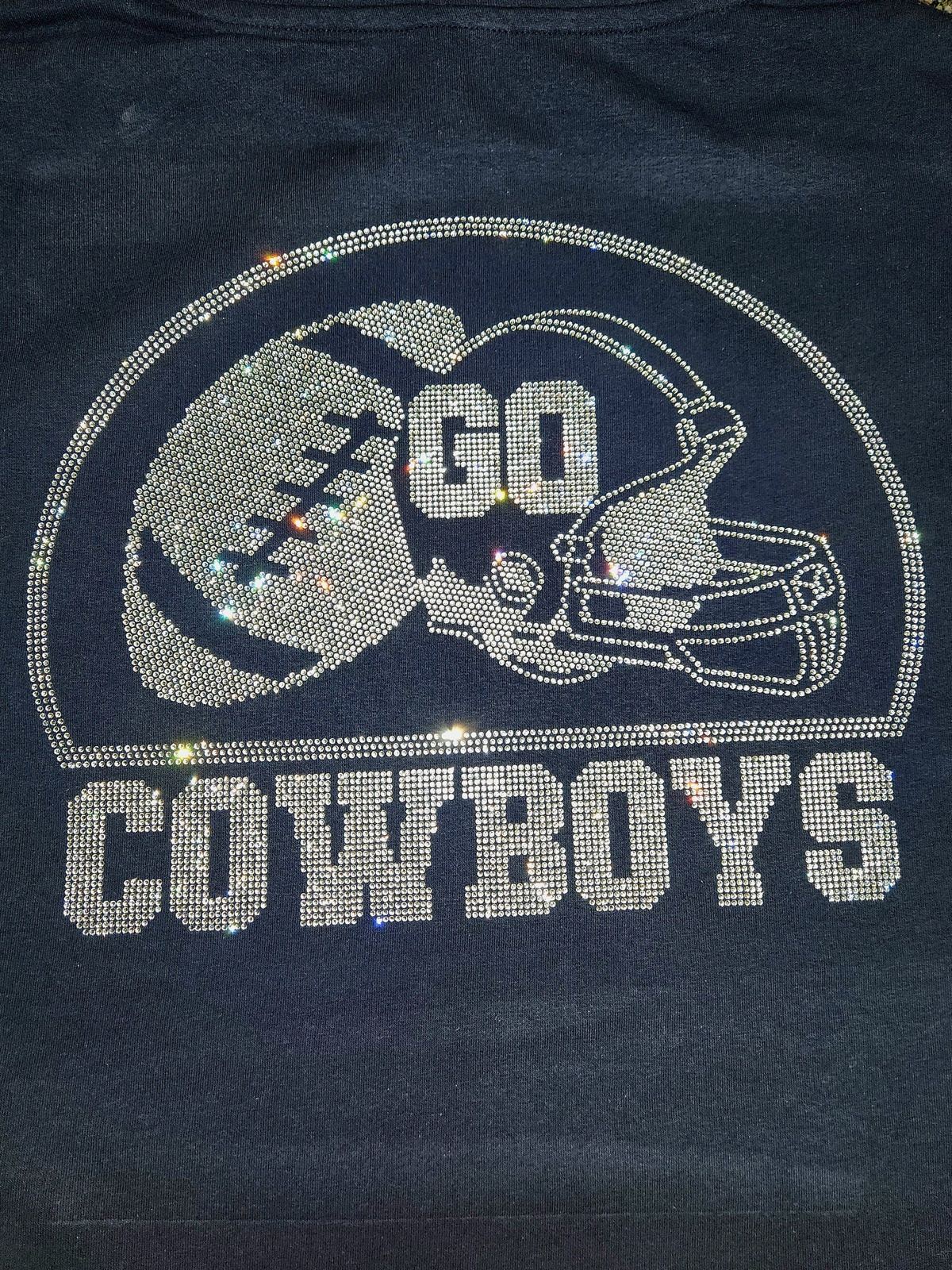 Cowboys Shirt, Football Tee, Dallas T-shirt, Rhinestone Shirt, Bling Bling Tee, Short Sleeve T-shirt, Game Days Shirt, Fans shirt, go cowboy