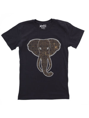 Luxury Looking Mandala Style Elephant Rhinestone Bling Bling Short Sleeve T-shirt