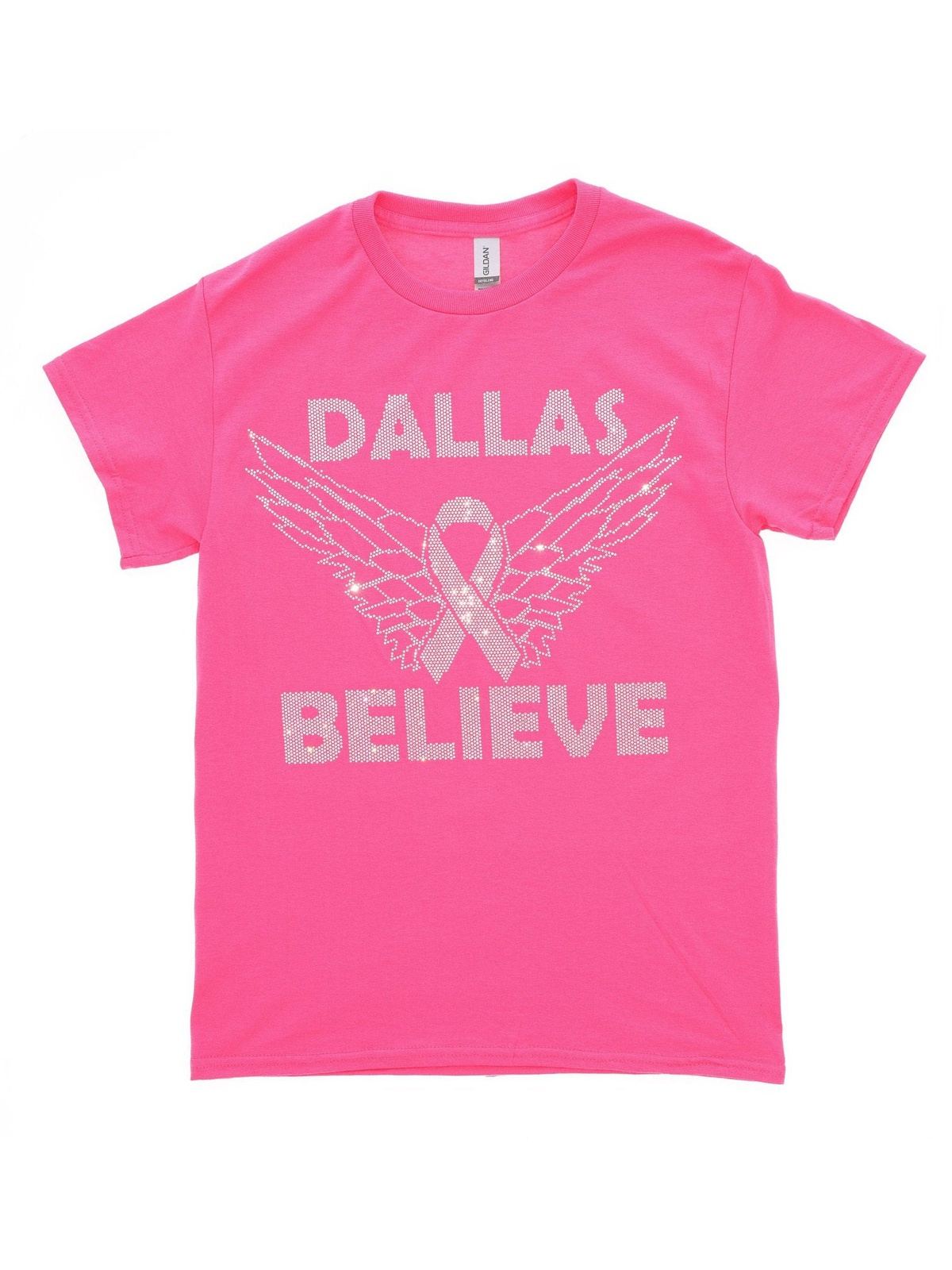 Cancer Awareness Custom City /Name Believe Rhinestone Bling Bling Short Sleeve T-shirt