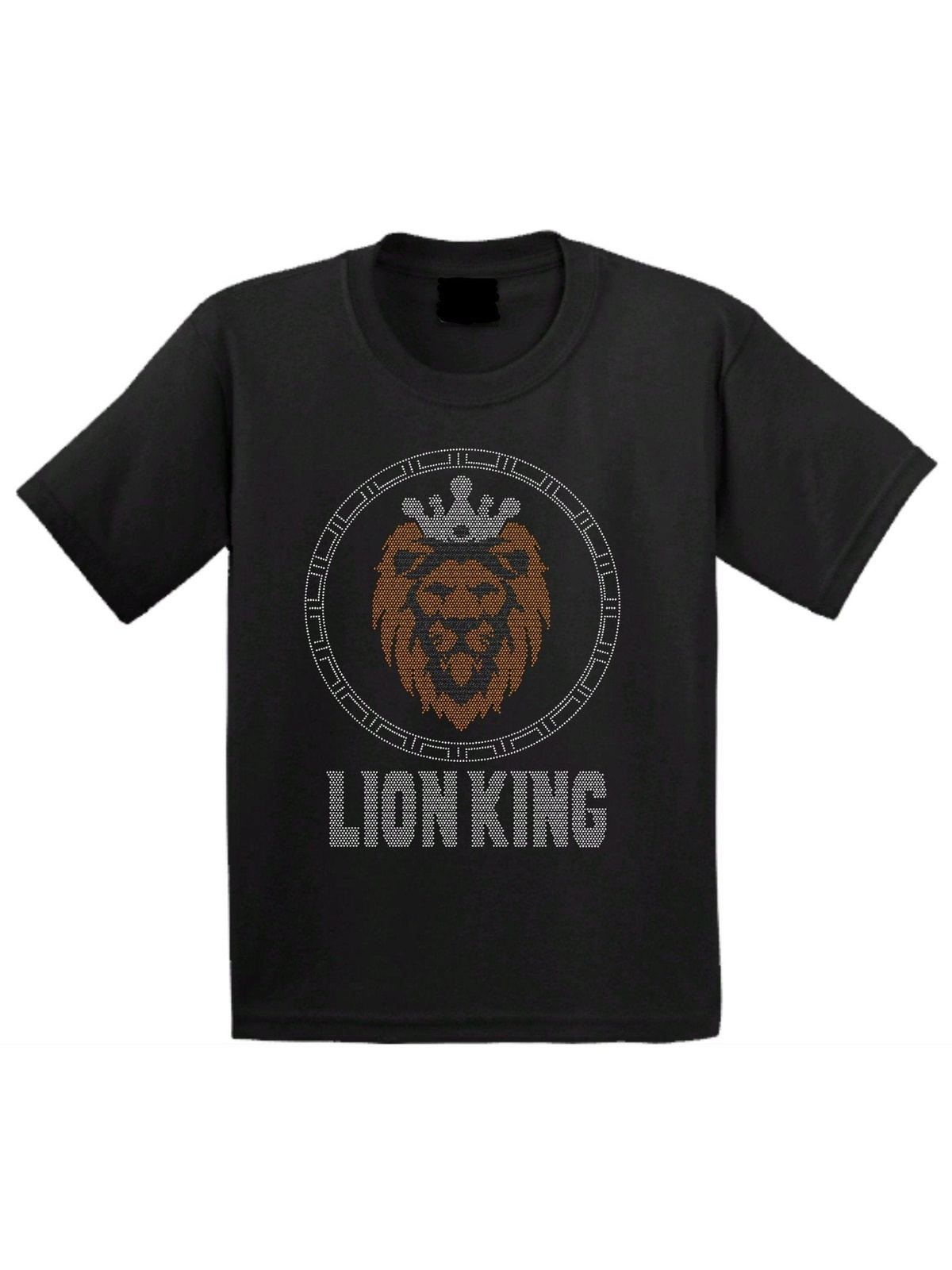 Majestic Lion King Rhinestone Shirt Shine Bright Bling Bling Short Sleeve T-shirt