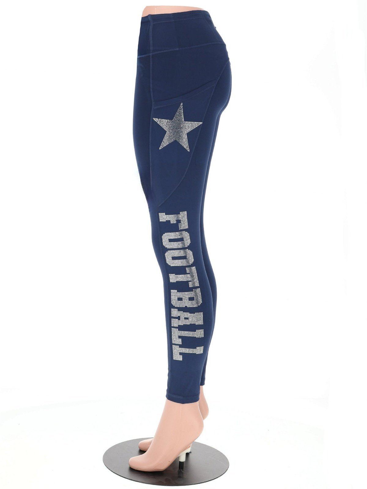 Dallas Football Both legs Rhinestone Leggings With Active Wear Yoga Pant Women Football Yoga Leggings with side Pocket