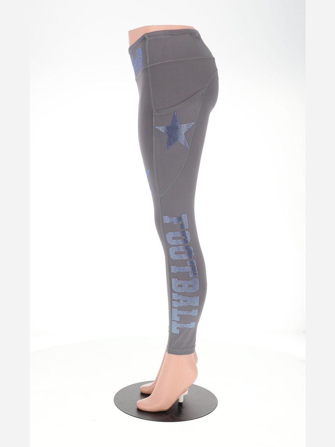 Dallas Football Both legs Rhinestone Leggings With Active Wear Yoga Pant Women Football Yoga Leggings with side Pocket