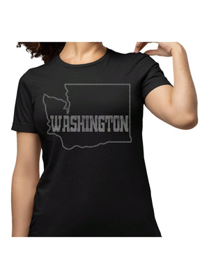 Washington State Map Rhinestone Shirt, Football Crewneck, Vintage Style Washington Sweatshirt, Washington Fans Gift, Washington T-Shirt