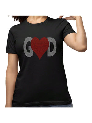 GOD in Heart, Religious Rhinestone Tee, Christian Apparel, Savior Tshirt, bling top, Sparkle T-Shirt, Faith clothing, Inspirational Shirt