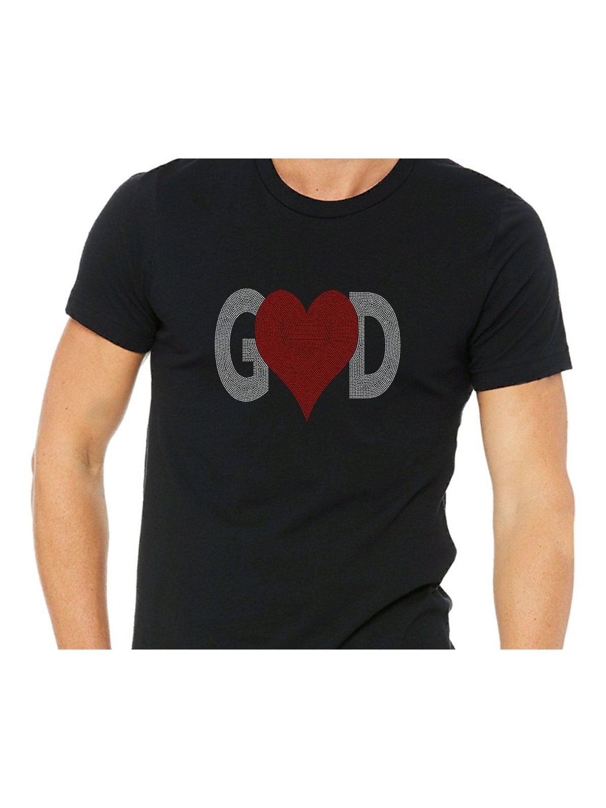 GOD in Heart, Religious Rhinestone Tee, Christian Apparel, Savior Tshirt, bling top, Sparkle T-Shirt, Faith clothing, Inspirational Shirt